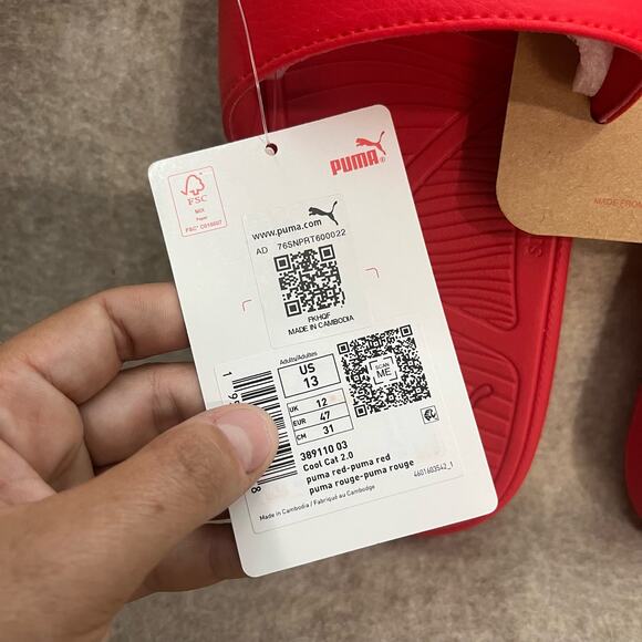 Puma Red Cool Cat 2.0 Men’s Slides Size 13 - Picture 2 of 8